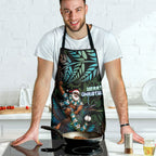 New Zealand Christmas Apron Santa Riding Tui Bird Silver Fern