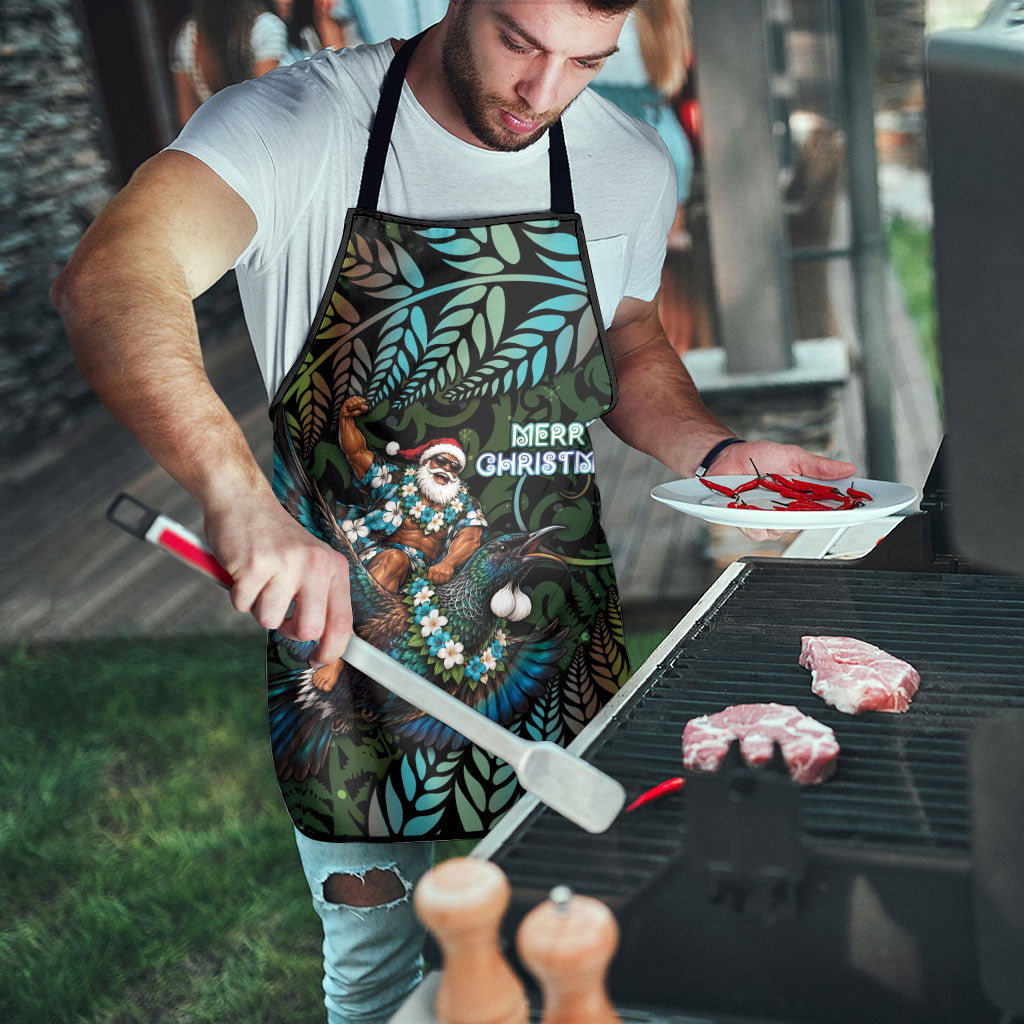 New Zealand Christmas Apron Santa Riding Tui Bird Silver Fern