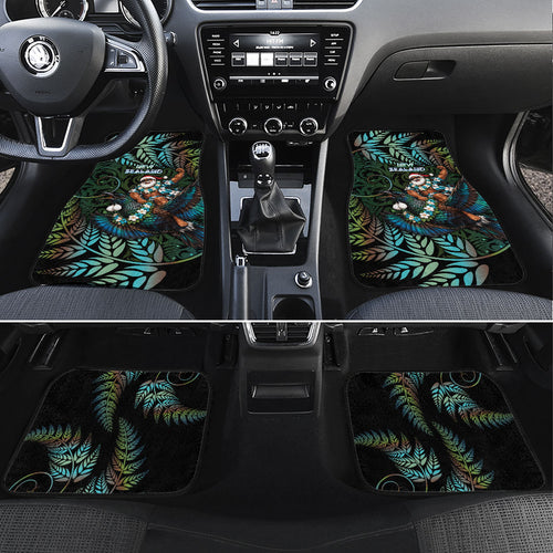 New Zealand Christmas Car Mats Santa Riding Tui Bird Silver Fern