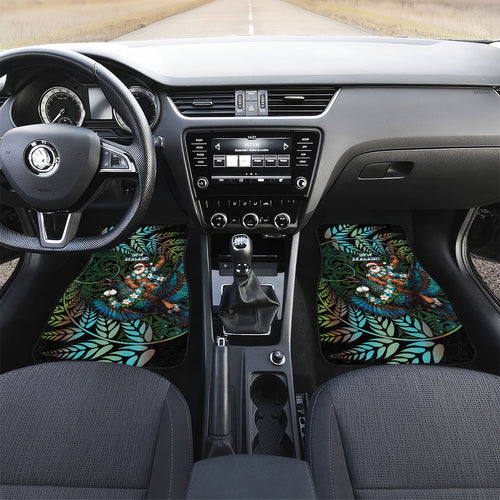 New Zealand Christmas Car Mats Santa Riding Tui Bird Silver Fern