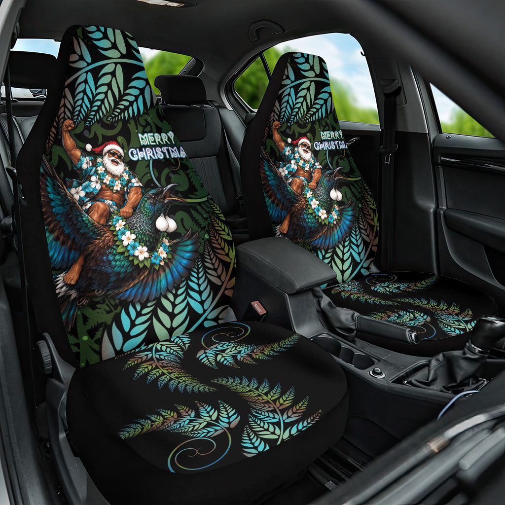 New Zealand Christmas Car Seat Cover Santa Riding Tui Bird Silver Fern