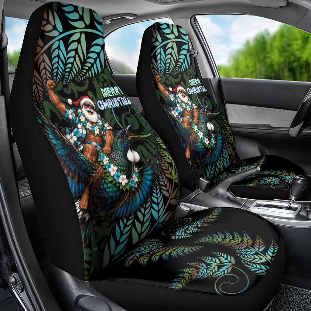 New Zealand Christmas Car Seat Cover Santa Riding Tui Bird Silver Fern