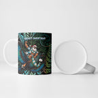 New Zealand Christmas Ceramic Mug Santa Riding Tui Bird Silver Fern