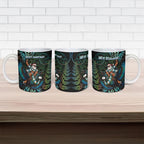 New Zealand Christmas Ceramic Mug Santa Riding Tui Bird Silver Fern