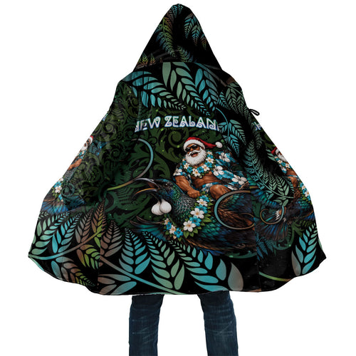 New Zealand Christmas Cloak Santa Riding Tui Bird Silver Fern