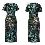 New Zealand Christmas Couples Matching Short Sleeve Bodycon Dress and Hawaiian Shirt Santa Riding Tui Bird Silver Fern