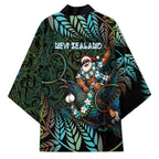 New Zealand Christmas Kimono Santa Riding Tui Bird Silver Fern