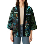 New Zealand Christmas Kimono Santa Riding Tui Bird Silver Fern