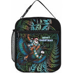 New Zealand Christmas Lunch Bag Santa Riding Tui Bird Silver Fern