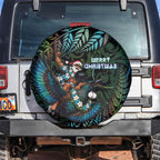 New Zealand Christmas Spare Tire Cover Santa Riding Tui Bird Silver Fern
