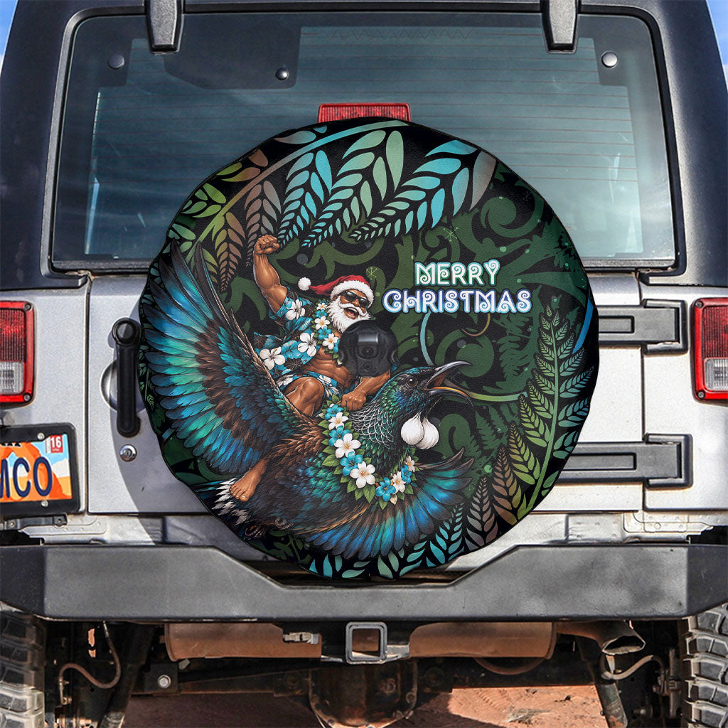 New Zealand Christmas Spare Tire Cover Santa Riding Tui Bird Silver Fern
