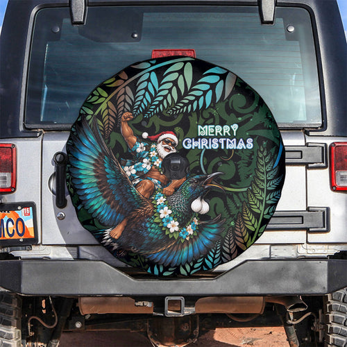 New Zealand Christmas Spare Tire Cover Santa Riding Tui Bird Silver Fern