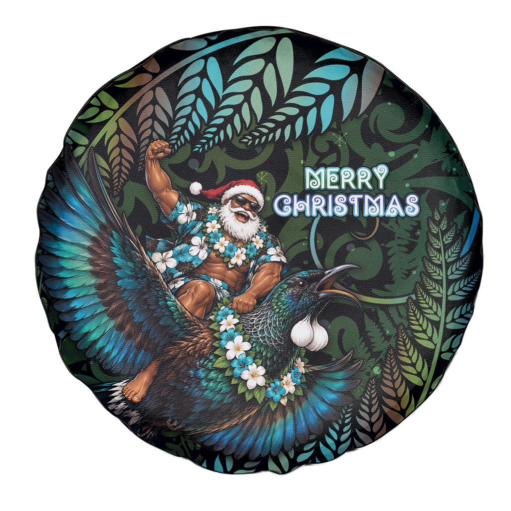 New Zealand Christmas Spare Tire Cover Santa Riding Tui Bird Silver Fern