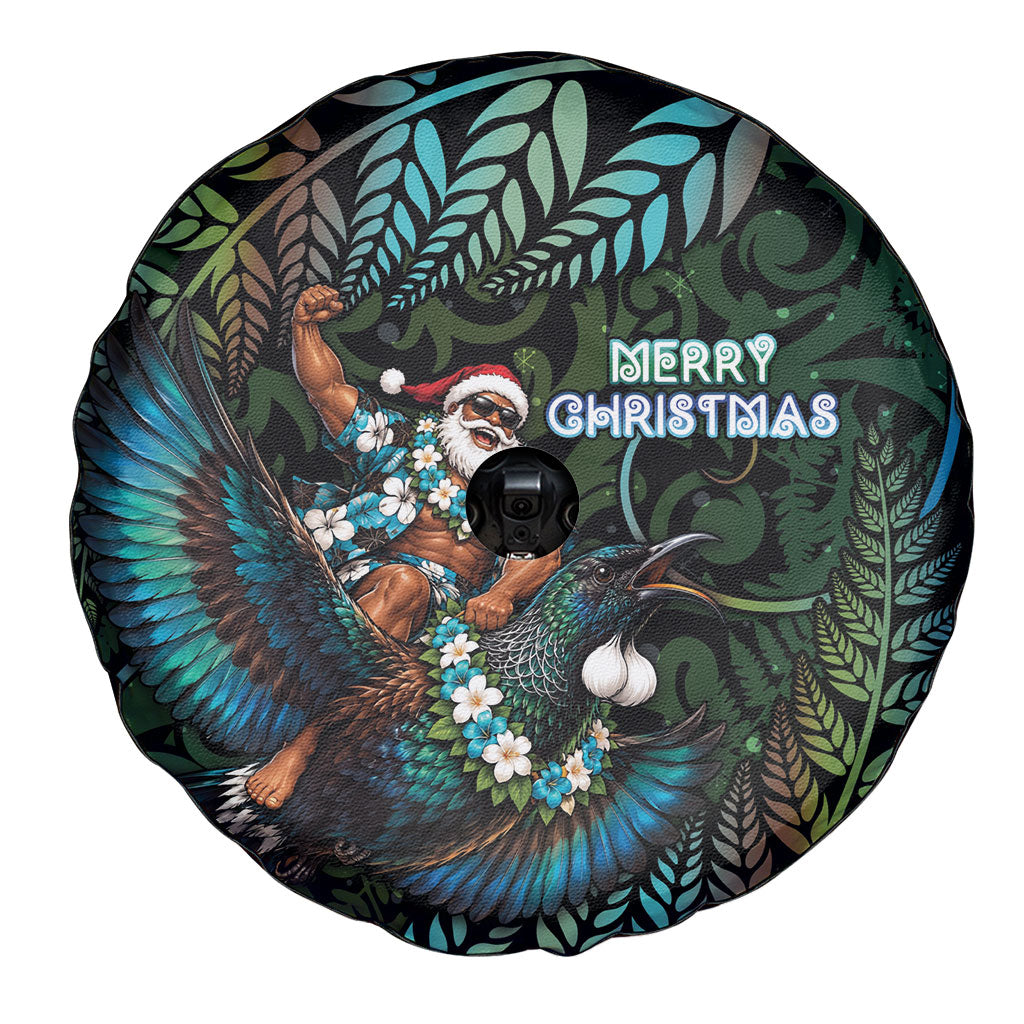 New Zealand Christmas Spare Tire Cover Santa Riding Tui Bird Silver Fern