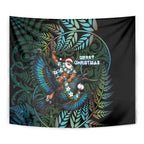 New Zealand Christmas Tapestry Santa Riding Tui Bird Silver Fern