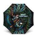 New Zealand Christmas Umbrella Santa Riding Tui Bird Silver Fern