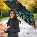 New Zealand Christmas Umbrella Santa Riding Tui Bird Silver Fern