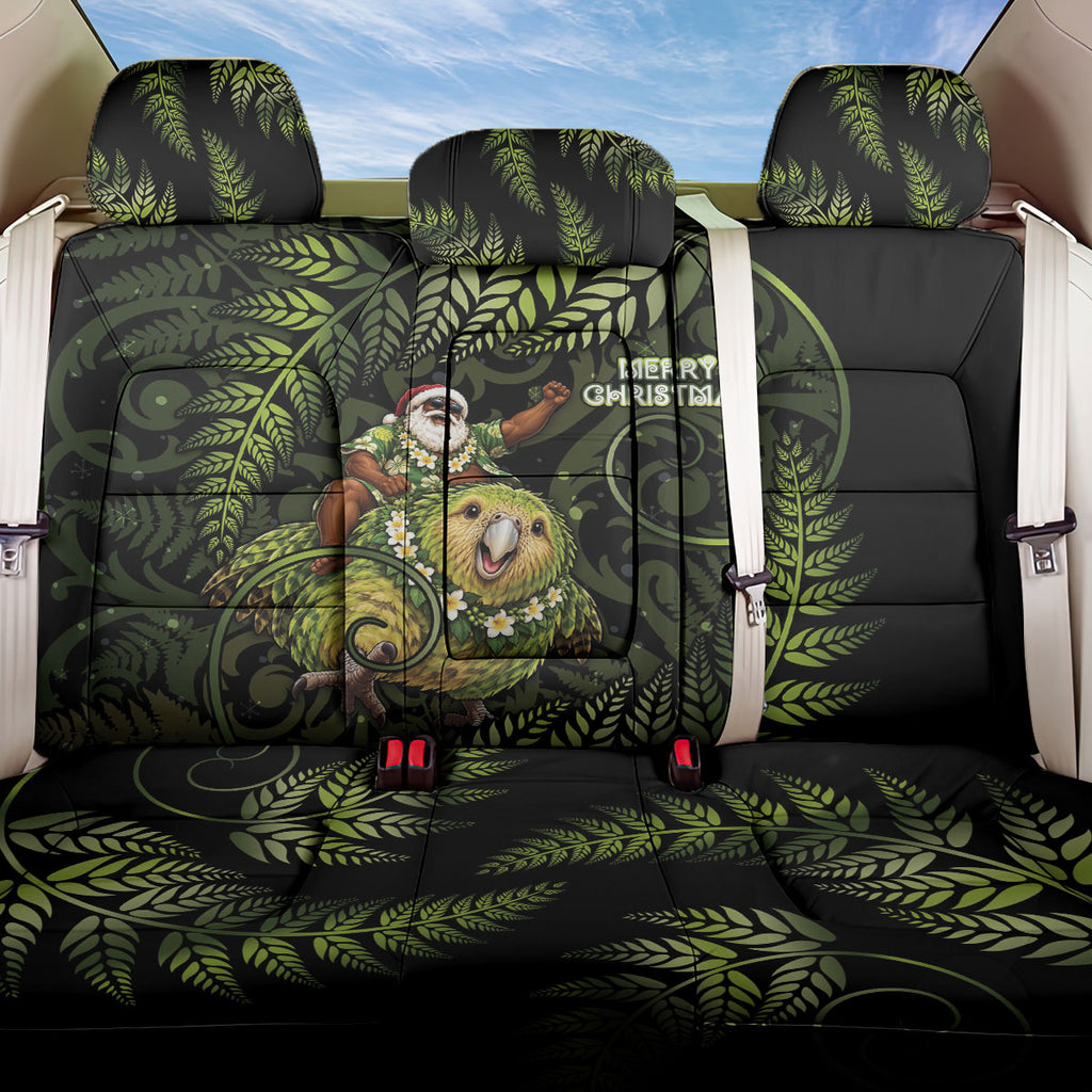 New Zealand Christmas Back Car Seat Cover Santa Riding Kakapo Bird Silver Fern
