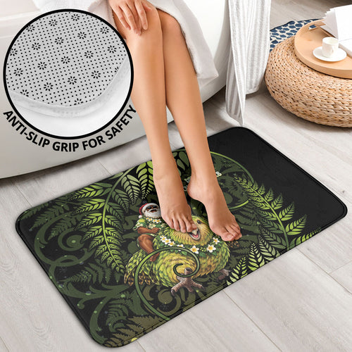 New Zealand Christmas Bathroom Set Santa Riding Kakapo Bird Silver Fern