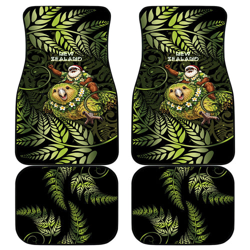 New Zealand Christmas Car Mats Santa Riding Kakapo Bird Silver Fern