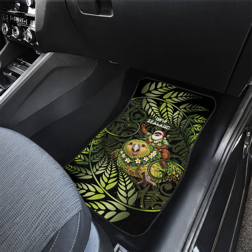 New Zealand Christmas Car Mats Santa Riding Kakapo Bird Silver Fern