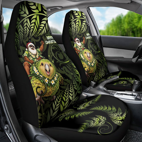 New Zealand Christmas Car Seat Cover Santa Riding Kakapo Bird Silver Fern