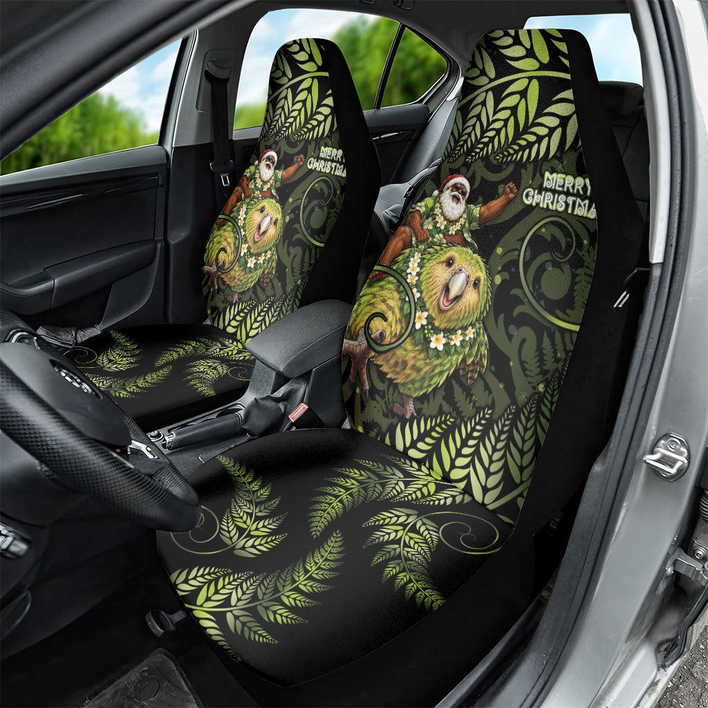 New Zealand Christmas Car Seat Cover Santa Riding Kakapo Bird Silver Fern