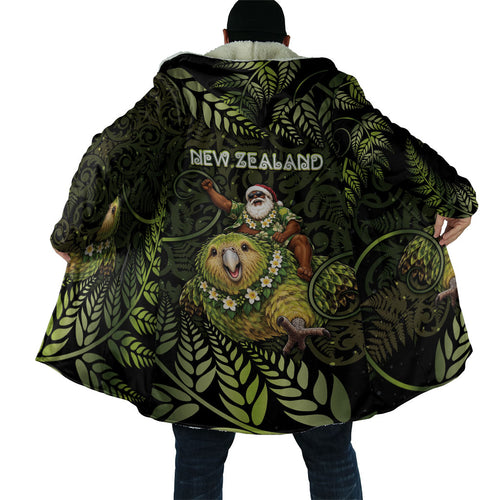 New Zealand Christmas Cloak Santa Riding Kakapo Bird Silver Fern