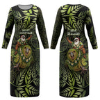 New Zealand Christmas Couples Matching Long Sleeve Bodycon Dress and Hawaiian Shirt Santa Riding Kakapo Bird Silver Fern