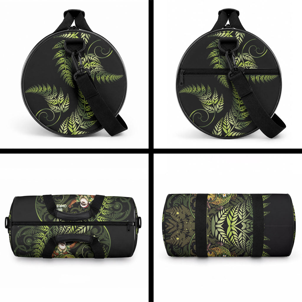 New Zealand Christmas Duffle Bag Santa Riding Kakapo Bird Silver Fern