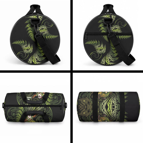 New Zealand Christmas Duffle Bag Santa Riding Kakapo Bird Silver Fern