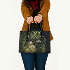 New Zealand Christmas Leather Bag Santa Riding Kakapo Bird Silver Fern