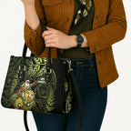 New Zealand Christmas Leather Bag Santa Riding Kakapo Bird Silver Fern