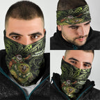 New Zealand Christmas Neck Gaiter Santa Riding Kakapo Bird Silver Fern
