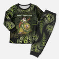 New Zealand Christmas Pajama Set Santa Riding Kakapo Bird Silver Fern