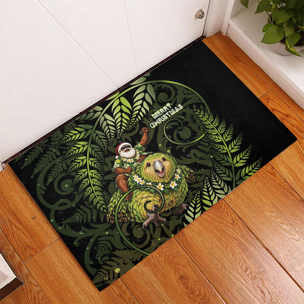 New Zealand Christmas Rubber Doormat Santa Riding Kakapo Bird Silver Fern