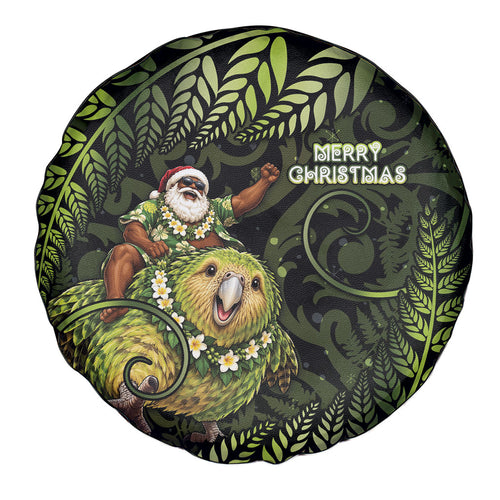 New Zealand Christmas Spare Tire Cover Santa Riding Kakapo Bird Silver Fern