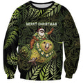 New Zealand Christmas Sweatshirt Santa Riding Kakapo Bird Silver Fern