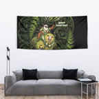 New Zealand Christmas Tapestry Santa Riding Kakapo Bird Silver Fern