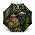 New Zealand Christmas Umbrella Santa Riding Kakapo Bird Silver Fern