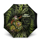New Zealand Christmas Umbrella Santa Riding Kakapo Bird Silver Fern
