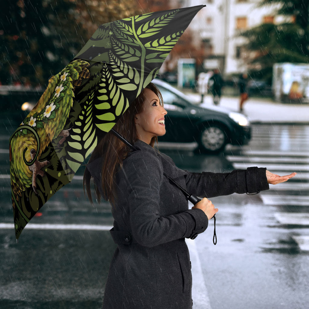 New Zealand Christmas Umbrella Santa Riding Kakapo Bird Silver Fern