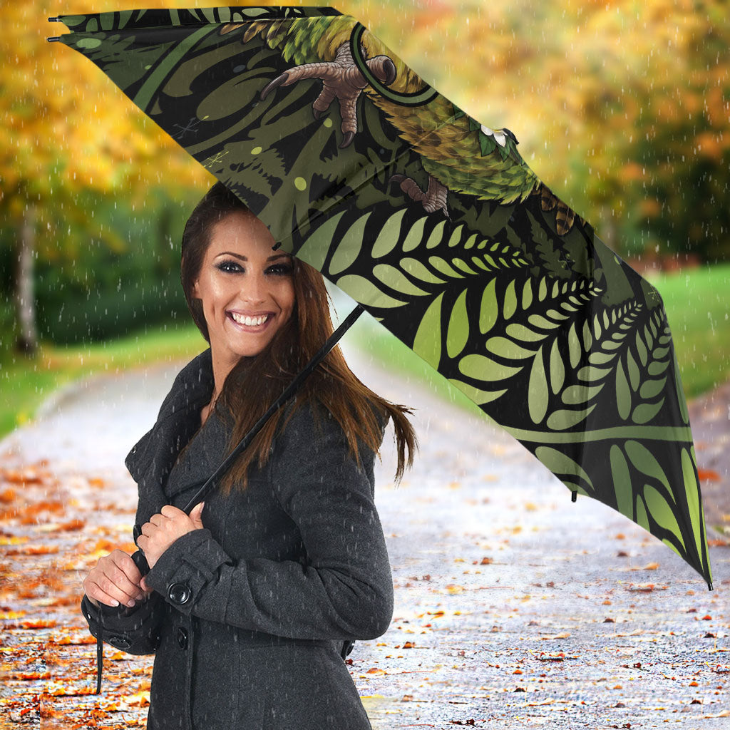 New Zealand Christmas Umbrella Santa Riding Kakapo Bird Silver Fern