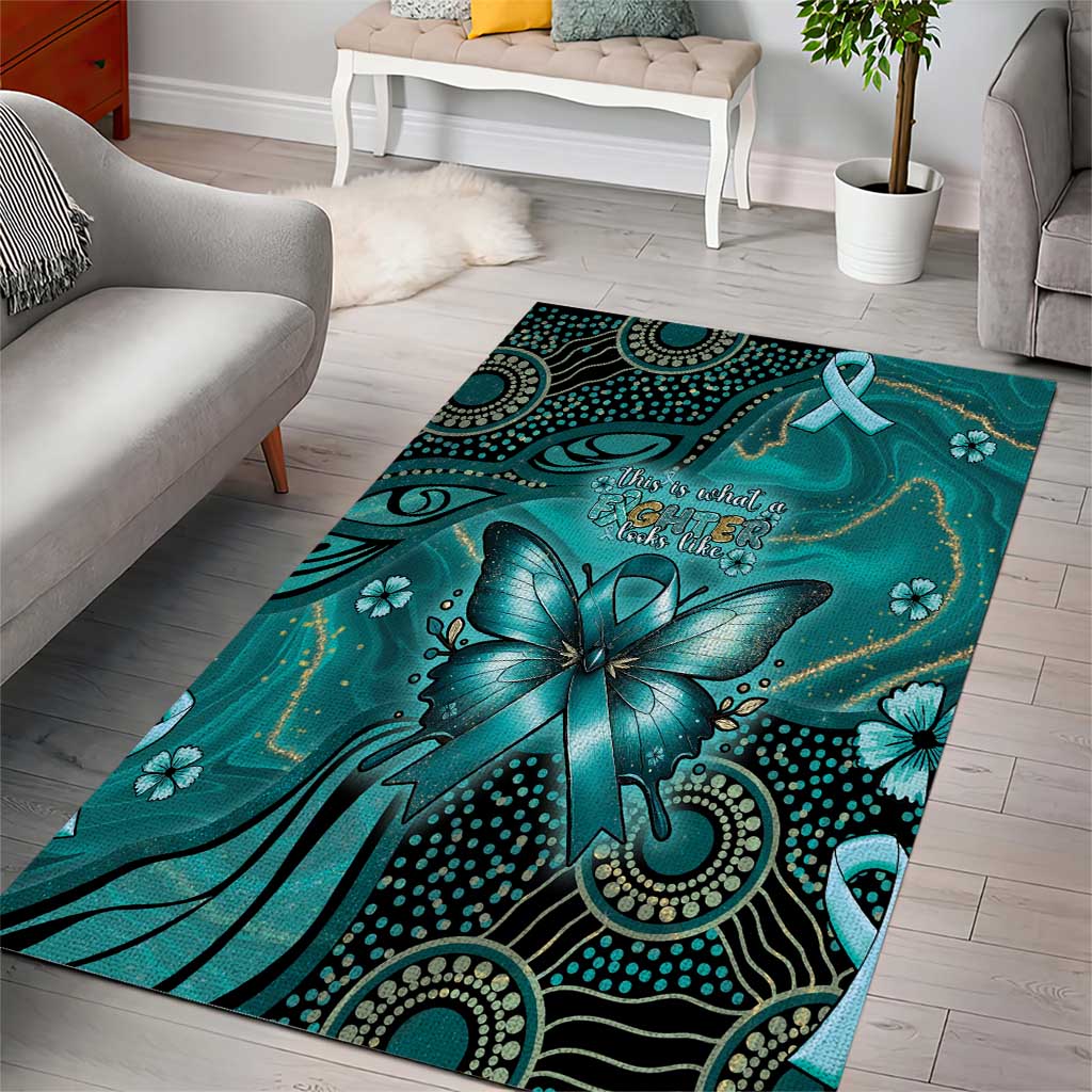 Ovarian Cancer Awareness Area Rug This Is What A Fighter Looks Like