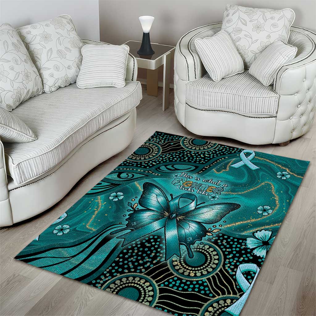 Ovarian Cancer Awareness Area Rug This Is What A Fighter Looks Like