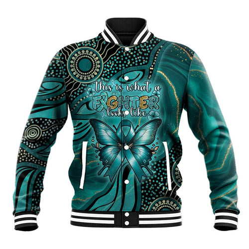 Personalised Ovarian Cancer Awareness Baseball Jacket This Is What A Fighter Looks Like