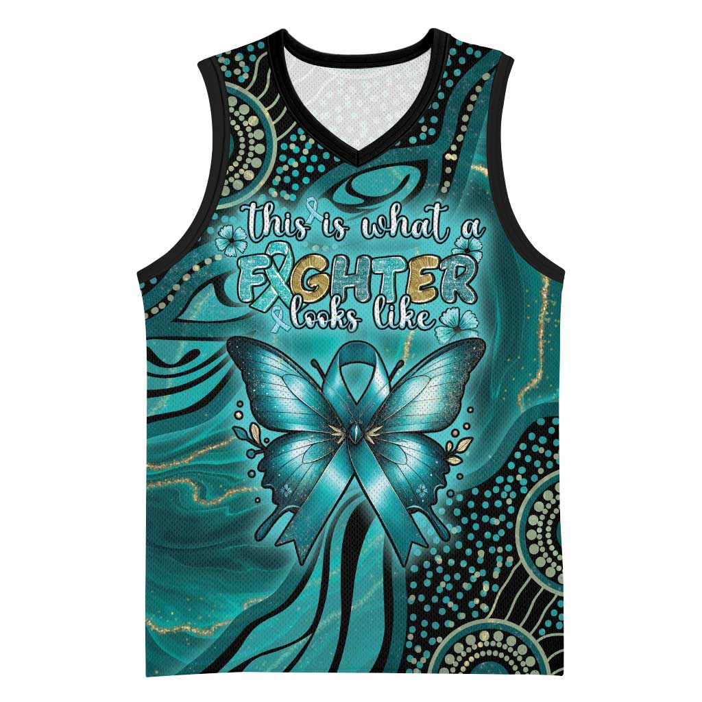 Personalised Ovarian Cancer Awareness Basketball Jersey This Is What A Fighter Looks Like