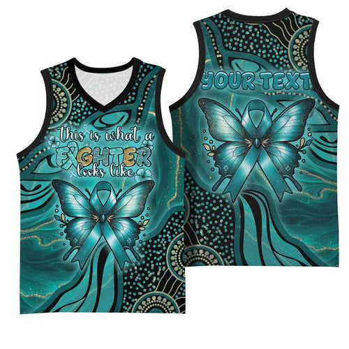 Personalised Ovarian Cancer Awareness Basketball Jersey This Is What A Fighter Looks Like