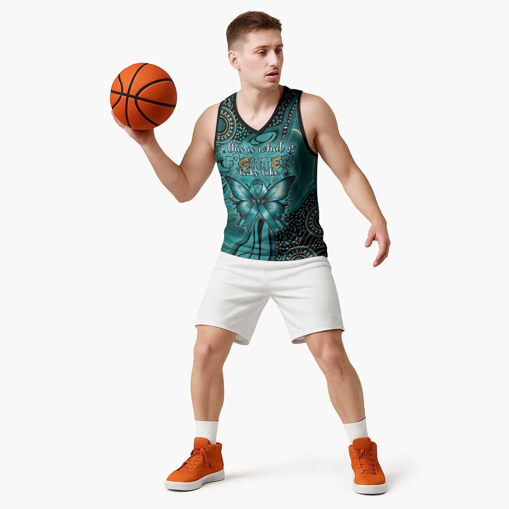 Personalised Ovarian Cancer Awareness Basketball Jersey This Is What A Fighter Looks Like