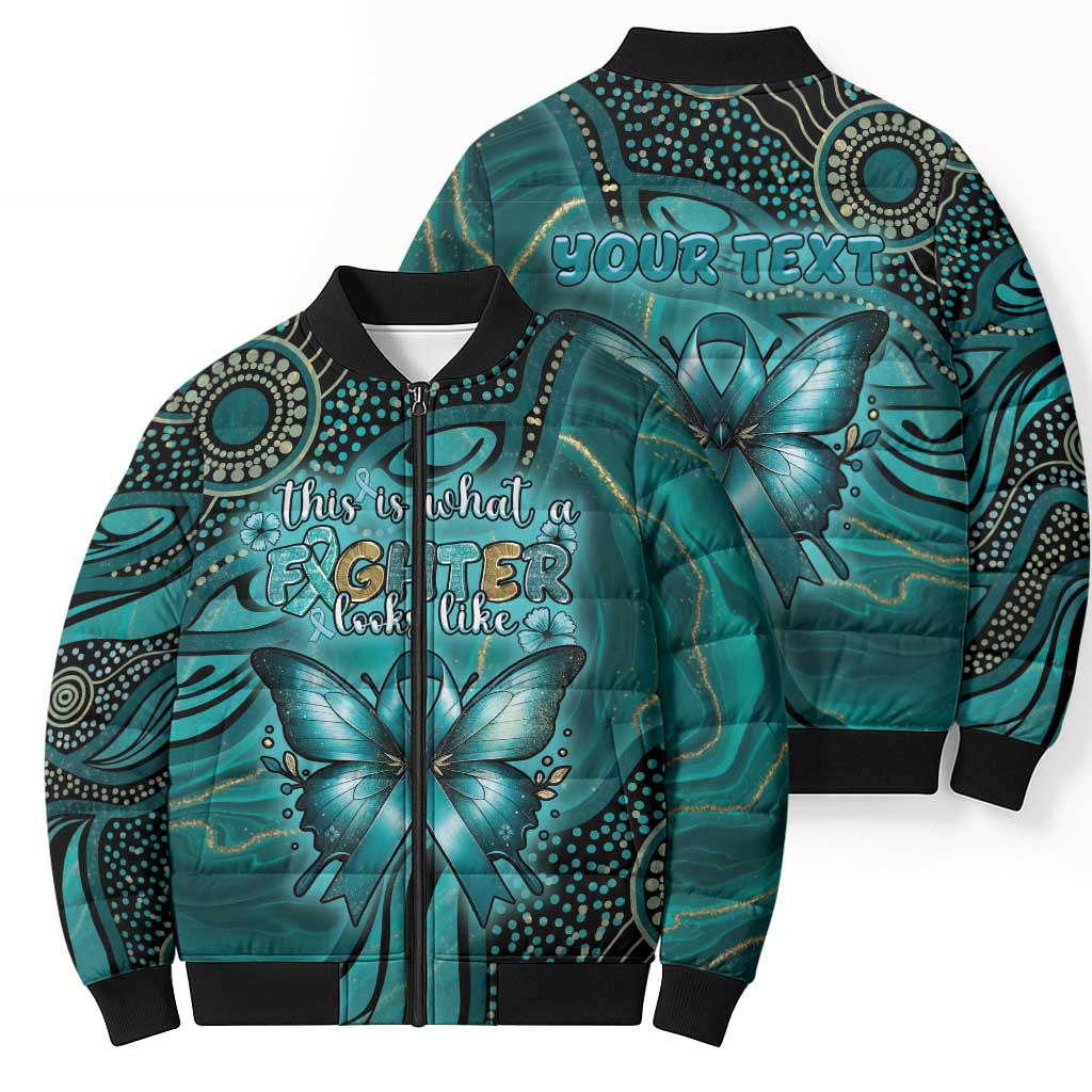 Personalised Ovarian Cancer Awareness Bomber Puffer Jacket This Is What A Fighter Looks Like